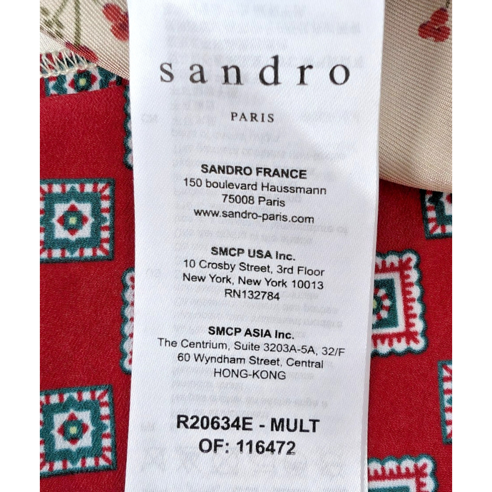 Sandro Ayeon Open Back Floral Silk Twill Mini Shirt Dress Sz 8 Western Boho - Picture 10 of 15